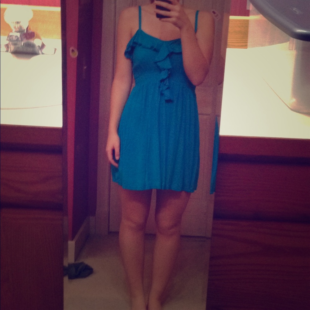 Turquoise flowy summer dress